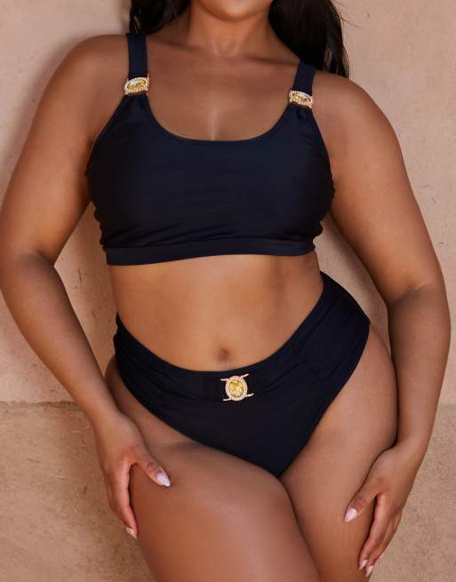 Moda Minx Curve x Bernadette Afia - Amour - Højtaljede bikinitrusser i sort