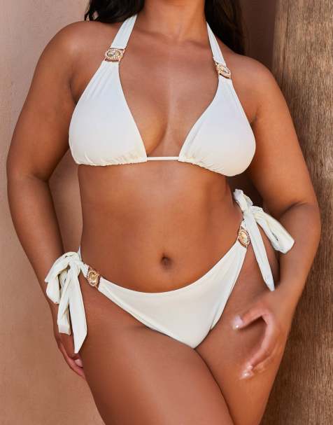 Moda Minx Curve X Bernadette Afia - Amour - Slip bikini color cocco con allacciatura laterale - view 1