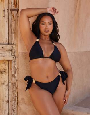 Moda Minx Curve X Bernadette Afia - Amour - Triangel-Bikinioberteil in Schwarz