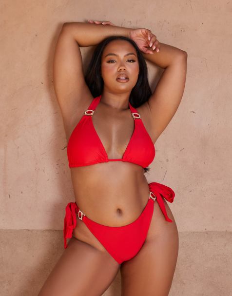 Moda Minx Curve x Bernadette Afia - Haut de bikini triangle - Rouge - view 1
