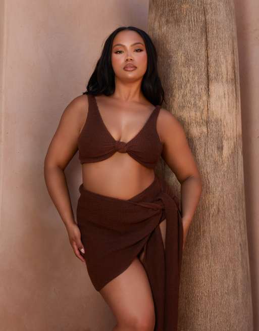 Moda Minx Curve X Bernadette Afia – Kaffebrun krinklad sarong