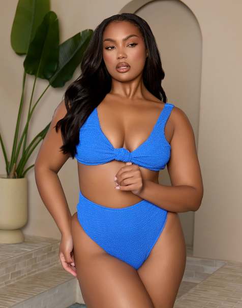 Moda Minx Curve X Bernadette Afia scrunch bikini in cobalt blue - view 1