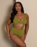 [Moda Minx] Moda Minx Curve x Bernadette Afia scrunch high waist bikini bottoms in khaki-Green 20 Green