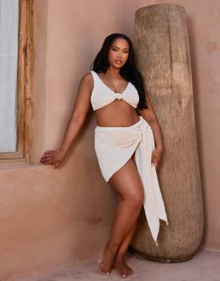 Moda Minx Moda Minx Curve X Bernadette Afia scrunch sarong in coconut-White