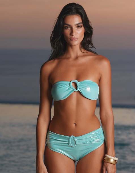 Moda Minx Eurydice high waist bikini bottom in baby blue - view 1