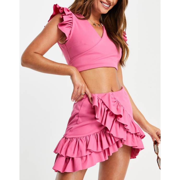 Pink on sale ruffle skirt