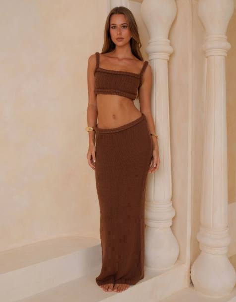 Moda Minx Juniper rope crop top in coffee - view 1