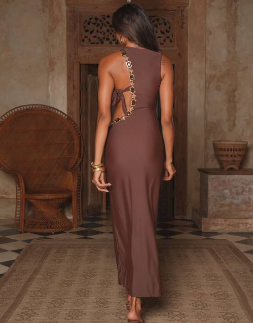 Moda Minx Manama maxi dress in coffee, 2 of 4