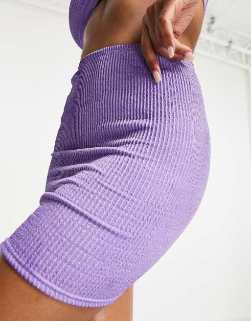 Moda Minx – Mix and Match – Minirock im Knitter-Look in Flieder mit hohem Bund