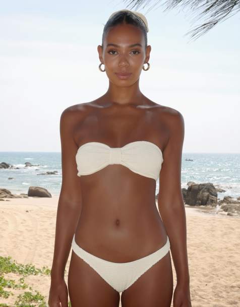 Moda Minx Scrunch bandeau top in coconut - view 1