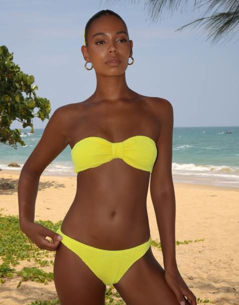 Moda Minx Scrunch bandeau top in yellow - view 1