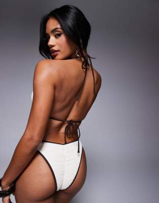 Moda Minx Scrunch Contrast Binding Halter Bikini Top