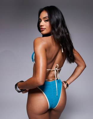 Moda Minx Scrunch Contrast Binding Halter Bikini Top