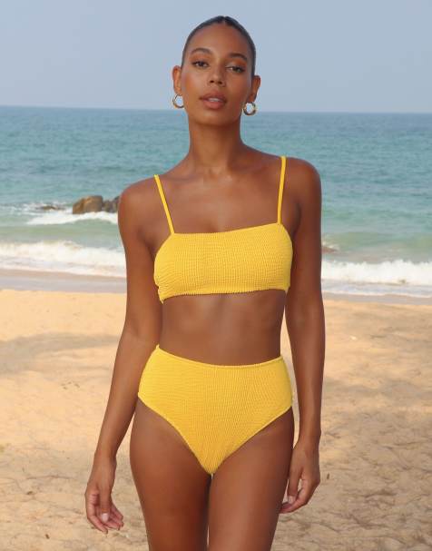 Moda Minx Scrunch crop bikini top in sunset - view 1