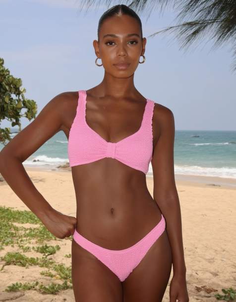 Moda Minx Scrunch fixed full brief bikini bottom in candy pink - view 1