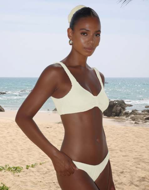 Moda Minx Scrunch fixed full brief bikini bottom in coconut - view 1