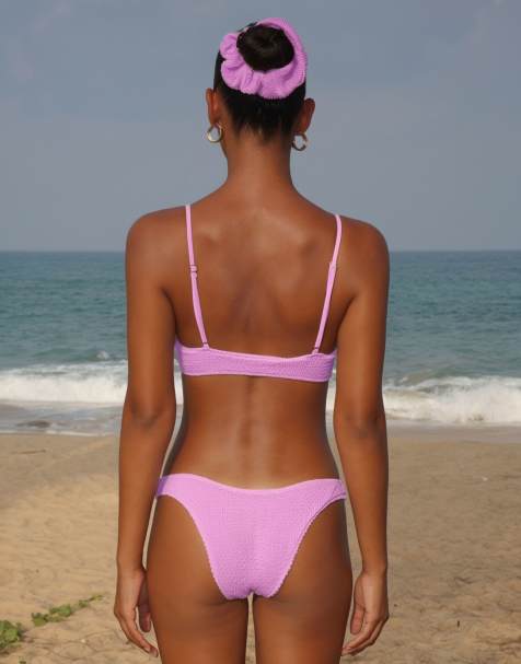 Moda Minx Scrunch fixed full brief bikini bottom in lilac - view 1