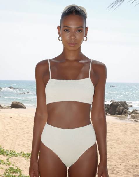 Moda Minx Scrunch high waist bikini bottom in coconut - view 1