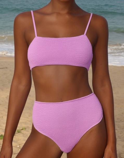Moda Minx Scrunch high waist bikini bottom in lilac - view 1