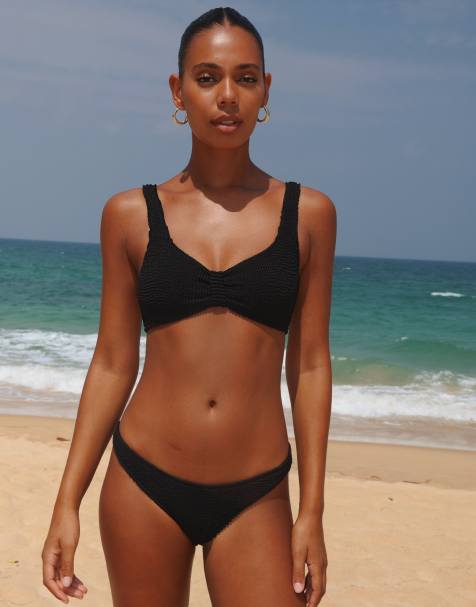 Moda Minx Scrunch knot bikini top in black - view 1