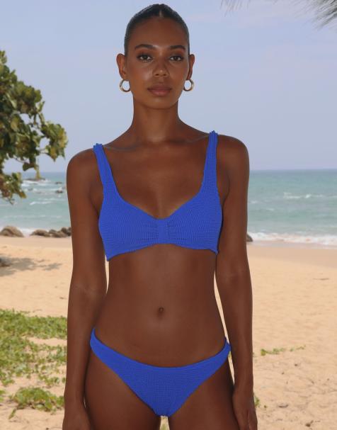 Moda Minx Scrunch knot crop top in azure blue - view 1