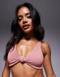 [Moda Minx] Moda Minx scrunch knot front bikini top in clay pink M Clay pink