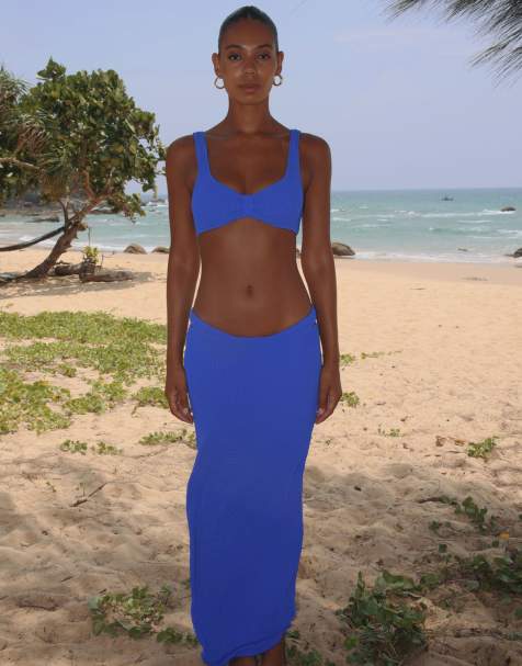 Moda Minx Scrunch long skirt in azure blue - view 1