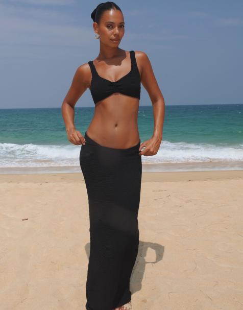 Moda Minx Scrunch long skirt in black - view 1