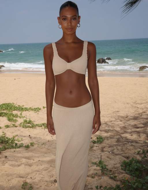 Moda Minx Scrunch long skirt in light caramel, 3 of 4