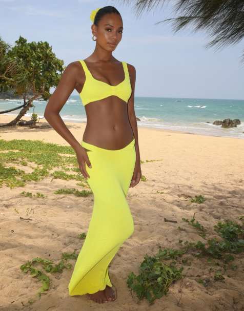 Moda Minx Scrunch long skirt in yellow - view 1