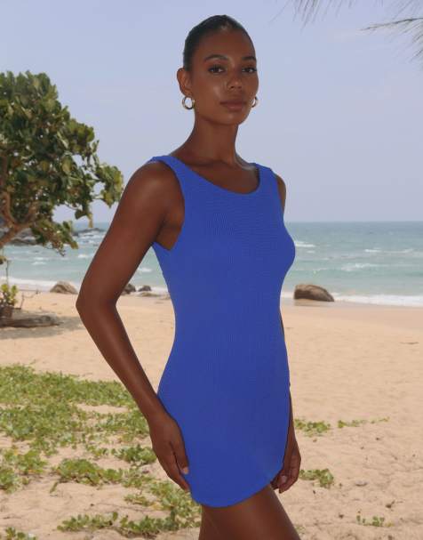 Moda Minx Scrunch low back mini dress in azure blue - view 1