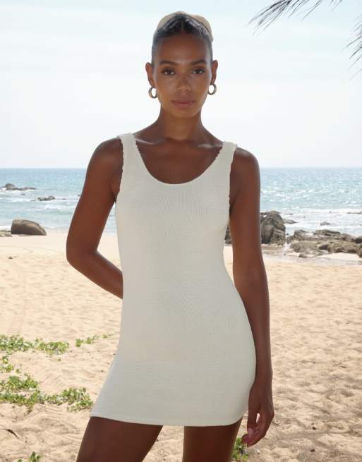 Moda Minx Scrunch low back mini dress in coconut, 4 of 4