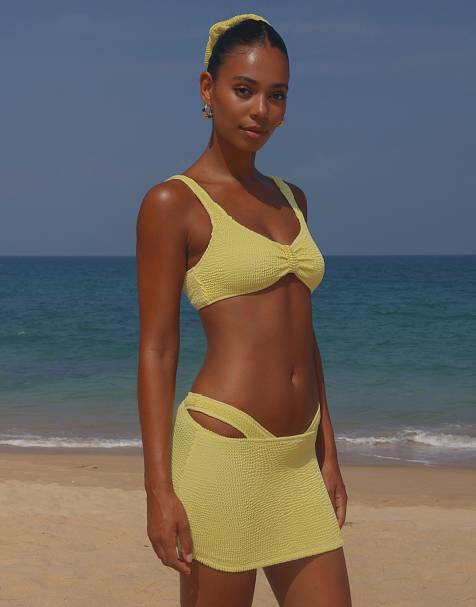 Moda Minx Scrunch mini skirt in lemon - view 1