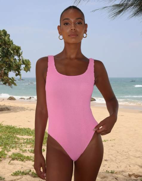 Moda Minx Scrunch scoop swimsuit in candy pink - view 1