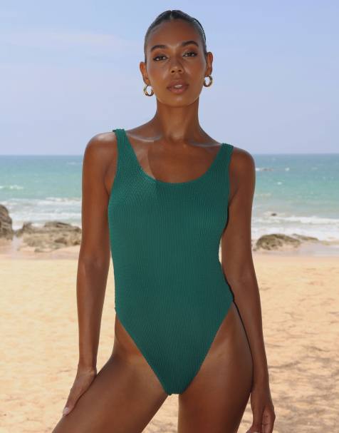 Moda Minx Scrunch scoop swimsuit in pine green - view 1