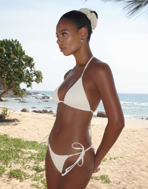 Moda Minx Scrunch tie side bikini bottom in coconut - view 1