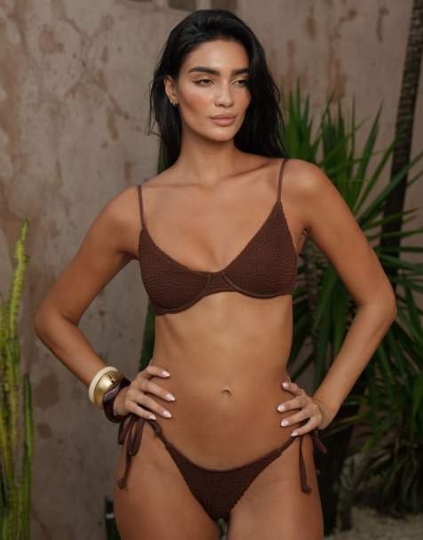 Moda Minx Scrunch underwire bikini top in coffee