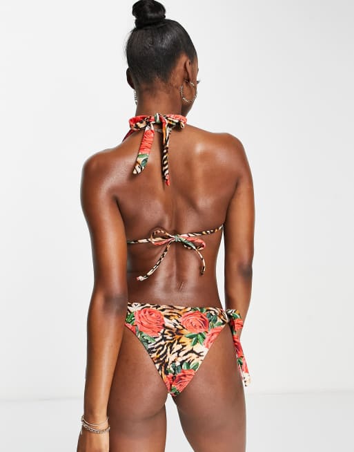 Moda Minx - Tiger Rose Amour - Top bikini con strass e stampa animalier, 2 di 4
