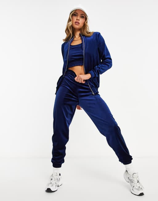 Fitted velour hot sale tracksuit