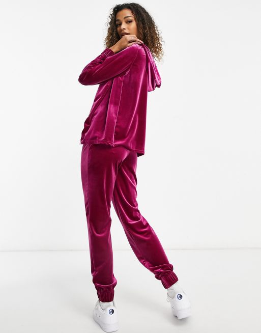 PINK HOODED SWEATSHIRT & JOGGERS VELOUR TRACKSUIT SET – Portobello Punk