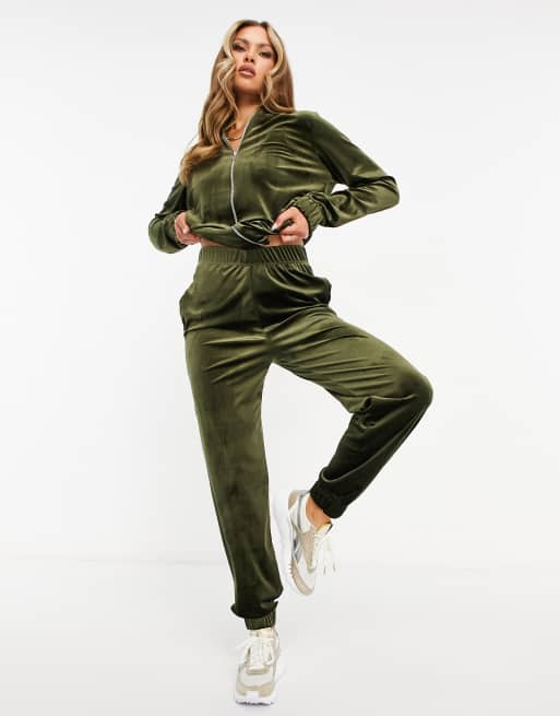 Khaki cheap velour tracksuit