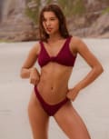 [Moda Minx] Moda Minx x Agnes Pimentel scrunch bikini bottoms in berry-Red L Berry