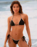 [Moda Minx] Moda Minx x Agnes Pimentel triangle bikini top with gold shell trim detail in black S BLACK