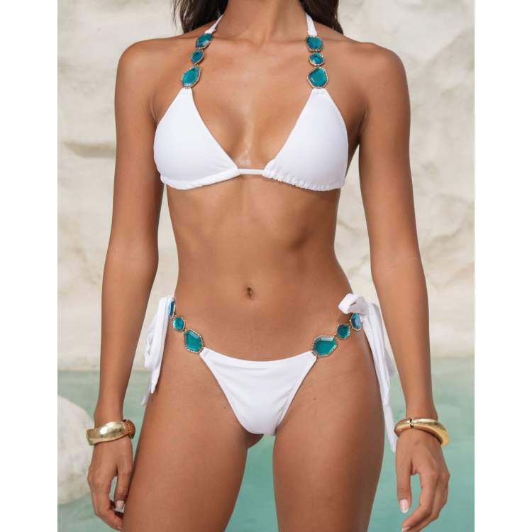 Moda Minx x Alejandra Vidal beaded bikini in white | ASOS