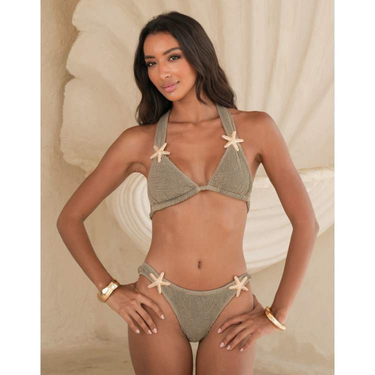 Moda Minx x Alejandra Vidal scrunch starfish bikini in stone | ASOS