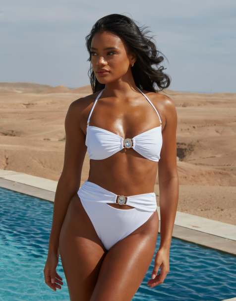Moda Minx x Savannah-Shae Richards amour bandeau bikini bottom in white - view 1