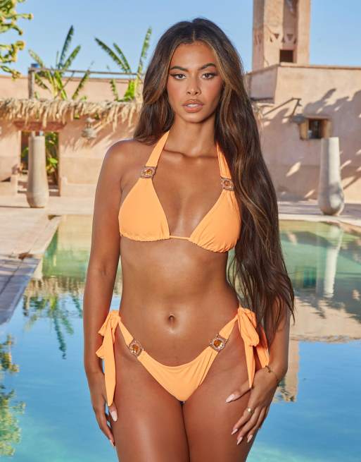 Moda Minx x Sophie Piper – Amour – Mandarinorange bikiniöverdel i trekantsmodell