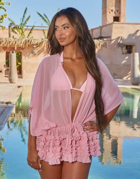 Moda Minx x Sophie Piper – Babyrosa kaftan med volanger - view 1