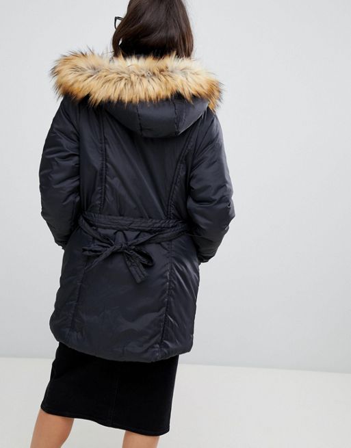 Modern Eternity 3 in 1 padded coat with detachable faux fur hood