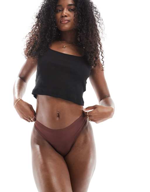 Modibodi - Au Naturel - String menstruel sans coutures pour flux léger/moyen - Marron
